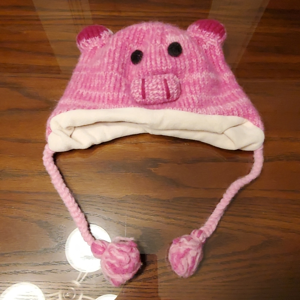 Nirvana Designs Heathered Pink Piggie Knit Hat